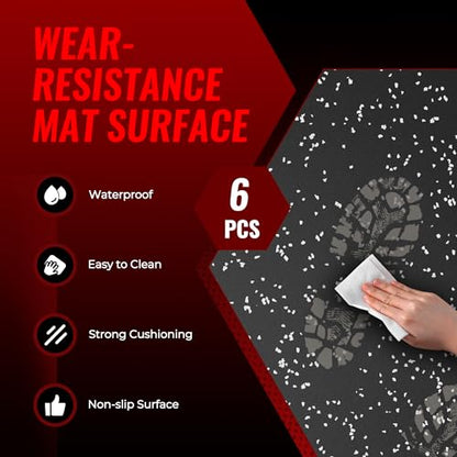 SUPERJARE 0.79'' Extra-Thick Exercise Equipment Mats, 6 Pcs 24 Sq Ft Rubber Top Floor Tiles with High Density EVA Foam, Interlocking Gym Flooring for Home Gym, Protective Workout Mat, Black/Grey - size: 6 Tiles (24 Sq Ft)