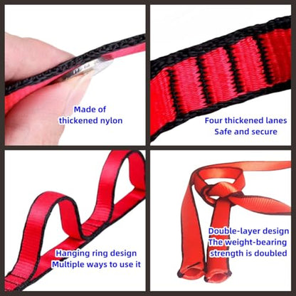 2pcs safety daisy chain, multi-ring adjustable nylon strap rope yoga pilates stretch band - color: Red, size: Length：1.8m