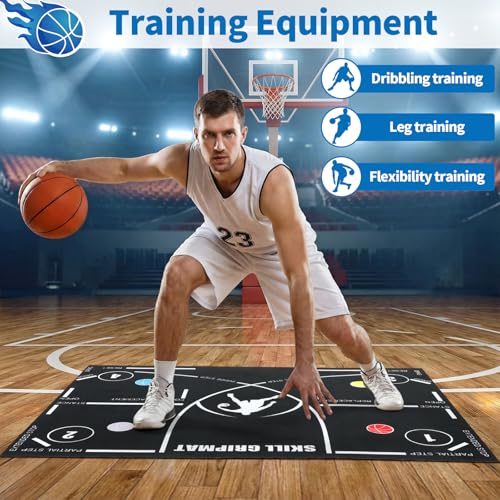 Silipull 15 Pcs Portable Basketball Training Equipment Footwork Training Mat Agility Drill Mat Non-slip Basketball Practice Aids for All Levels to Improve Speed, Strength Coordination - size: 47 x 31 Inches