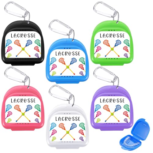 Vicenpal 6 Pcs Lacrosse Mouthguard Case with Carabiner, Sports Holder