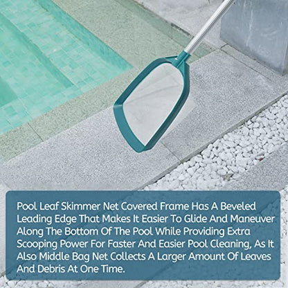 Upgrades Swimming Pool Leaf Net Skimmer Rake with Adjustable Aluminum Pole and Nylon Medium Fine Mesh for Cleaning Swimming Pools, Hot Tubs, Spas and Fountains - size: Pool Skimmer with Pole