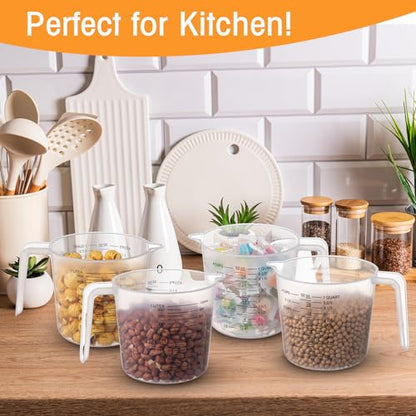 36 Pcs Plastic Measuring Cup Clear Measuring Mug with Spout and Handle Grip Capacity Clear Graduated Pitcher for Kitchen Flour Water Liquids(Black,32 oz, 4 Cups) - color: Black, size: 32 oz, 4 Cups