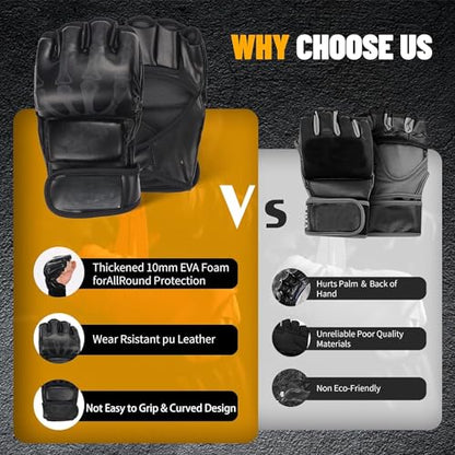 MMA Gloves, Half-Finger Boxing Fight Gloves MMA Mitts with Adjustable Wrist Band UFC Gloves for Sanda Sparring Punching Bag Training (One Size Fits Most) - color: Ghost hand black