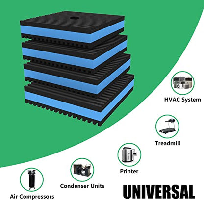 Anti Vibration Pads, 3" × 3" × 7/8" Heavy Duty Ribbed Rubber Anti Vibration Isolation Pads with EVA Center Layer for Air Compressor, Air Conditioner Unit, HVAC, Treadmill - size: 3" × 3" × 7/8"
