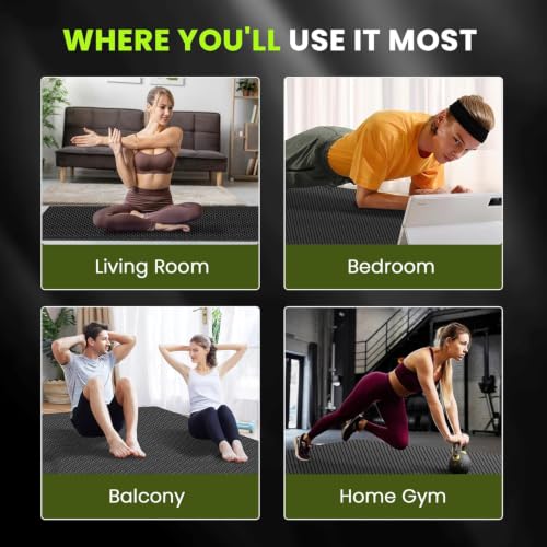 Stepwaver Large Exercise Mat, 6'x4'/7'x5'/8'x5'/9'x5'/10'x5'/12'x5'x8mm - size: 10x5FT