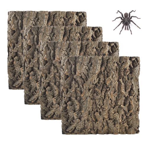 4PCS Reptile Tank Background,11.81 x 11.81 Inch Terrarium Cork Bark Background Bearded Dragon Tank Backdrop Natural Reptile Cork Bark Mat for Lizard Gecko Chameleon Tortoise Snake Spider Frog - size: 【11.81 x 11.81 In】