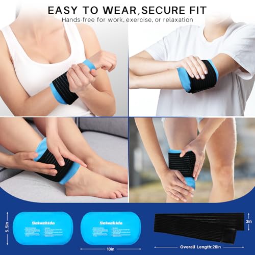 Ice Packs for Injuries Reusable Gel 2 Hot Cold Compress Therapy Pack - color: Blue, size: Medium 10 X 5.5 Inch
