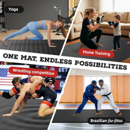 Wrestling Mat for Home Training BJJ MMA Jiu Jitsu Roll Up Mat - color: Black, size: 5FTx10FTx1.25inch