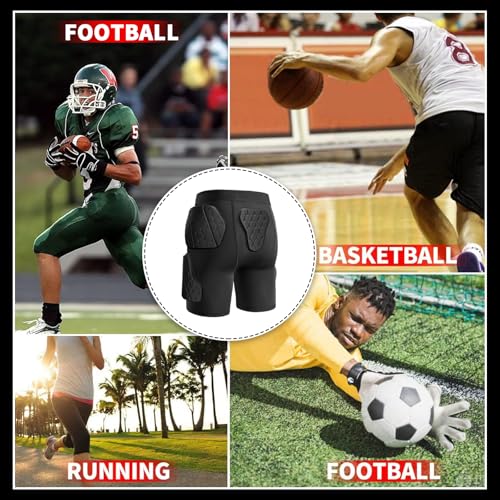 Football Padded Compression Shorts with Cup Pocket, 5 EVA Pads - size: Youth-S