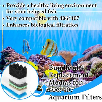 74 Pcs Canister Filter Media Kit Compatible with Fluval 406/407 Filter, Including Foam Pads, Water Polishing Pad, Activated Carbon, Nitrite/Phosphate/Ammonia Remover, Mesh Bag, 2 Ceramic Ring - style: 406/407