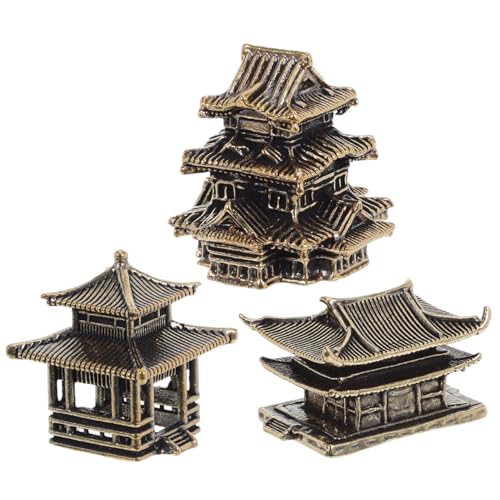 Amosfun 3pcs Mini Pagoda Sculpture Tiny Vintage Miniature Figurine for Zen Garden Micro Landscape Enhancements Aquariums Bookshelves Ornament 1.2"