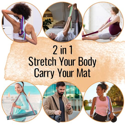 TECEUM 2 IN 1 Yoga & Mat Strap for Stretching – Cotton – 6/8/10 ft - color: Brown Beige, size: 10 ft