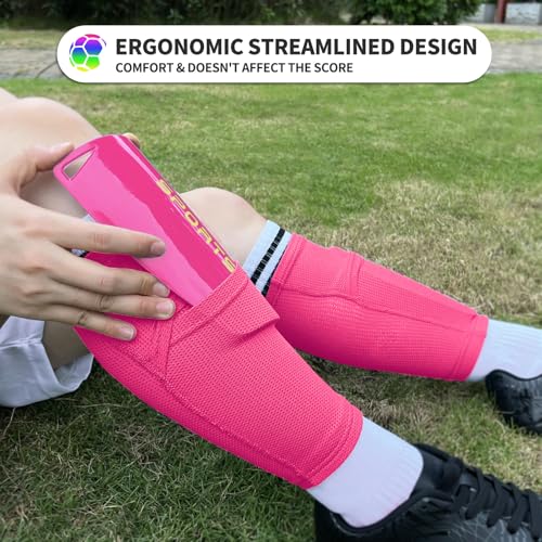 Toddler Kids Youth Soccer Shin Guards with Sleeves for Ages 3-15 - color: Pink, size: L ( 4'6" - 5'6" Tall )