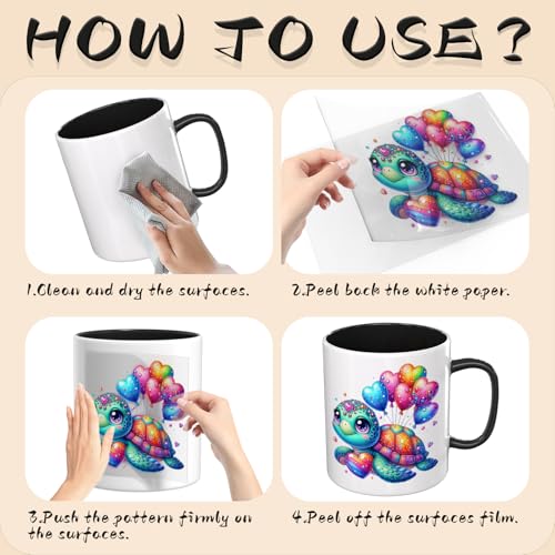 UV DTF Cup Wrap Transfer Stickers, 12 Sheets Sea Turtle Rub On Transfers for Tumblers Glass Cups Mugs Water Bottles