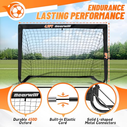 Bearwill Soccer Goal, Kids Soccer Goals for Backyard Set of 2 - color: Black