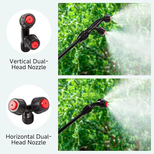 40'' Acid Resistant Sprayer Wand with 4 Types of Nozzles, Pump Replacement Sprayer Wand with 1/4" & 3/8" Brass Barbs and 2 Hose Clamps