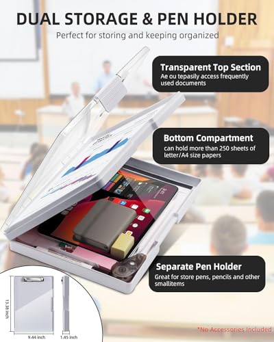 Clipboard with Storage, Nurse Dry Erase Clip Board, 8.5x11, Lvory - color: Lvory