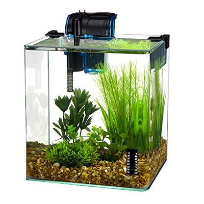 PENN-PLAX Water-World Vertex Desktop Nano Aquarium Kit – Perfect for Shrimp and Small Fish – 2.7 Gallon Tank