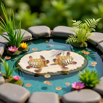 Jowxsx 2Pcs Micro Landscape Mini Turtle Resin Miniature Figurines Ornament for Aquarium Garden Bonsai Home DIY Decoration