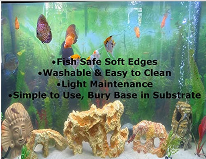 Jumbo Extra Large Tall Plastic Aquarium or Pond Plant 19-20 Inch (50-52cm) Tall, Green Full Leaf Plant with Weighted Base Fish Tank Artificial Decoration