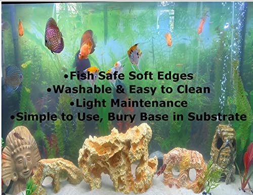 Jumbo Aquarium, Pond Artificial Green and Burgundy Plant 60-65cm (25 Inch) Tall, Fish Tank Foliage Ornament | Plastic Aquascaping Decoration, XL Background Foliage, Provides Coverage for Koi