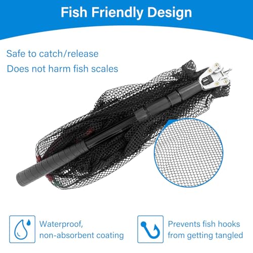 Fishing Net with Handle with Storage Bag,Portable Telescopic Fishing Net Telescoping Handle,Fish Net,Fishing Nets,Extend to 40-63 Inches for Kids Men Women