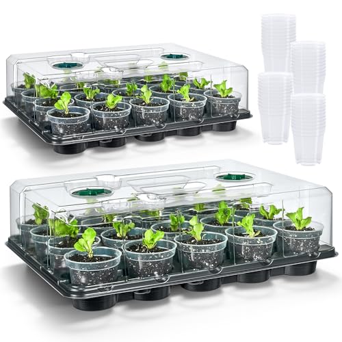 3 Inch Seed Starter Trays 2 Pack with Humidity Dome, 20-Cell Seedling Starter Trays,Plant Starter Germination Trays for Pot Seedlings for Indoor Outdoor with 40 Pcs 3" Nursery Pots - size: 3 Inch, style: 2 Pack Tray+Nursery Pots+Humidity Dome