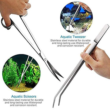 Aquascaping Tools Kit, 5 Piece Stainless Steel Aquarium Plant Trimming Set for Fish Tanks, Reef Tanks, Coral Fragging
