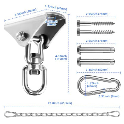 Heavy Duty Stainless Steel Punching Bag Hanger, Hammock Hanging Kit with Swing Chain & Carabiners, Heavy Bag Mount for Boxing Bags Hanging Chair Hammocks Swing Yoga