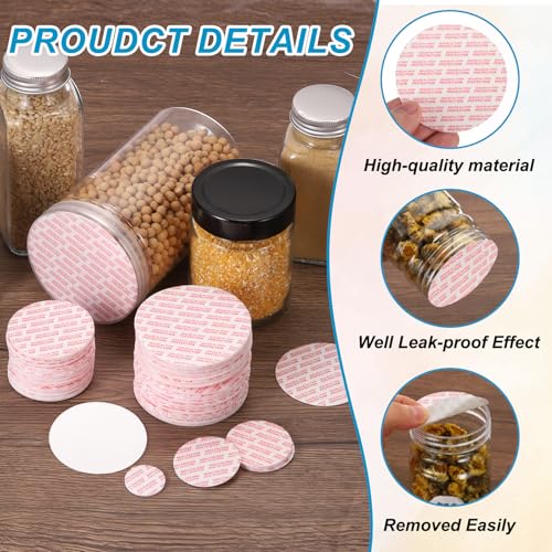 PATIKIL 20/24/28/38/51mm/0.79/0.95/1.1/1.5/2" Foam Lid Liner, 500pcs Adhesive Round PS Pressure Sensitive Seals for Plastic Glass Jar Bottle Cap Canning Vials Seals Red Text, White - size: 0.79/0.95/1.1/1.5/2 Inch