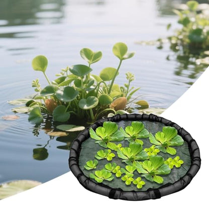 Floating Flora Fish Barrier, 17.7inch Round Floating Pond Corral Island with Lifting Ring, Netting Fine Mesh Water Features Decor for Plant Protector Garden Fish Pond Decoration Home