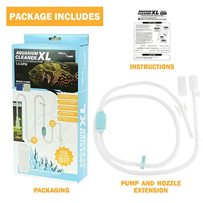 TERA PUMP 2 Pack Extra Long 10 FT Fish Tank Gravel Cleaner Siphon - Manual Water Pump for Aquariums 10 Gallons - BPA-Free Water Change Siphon Hose - size: Large