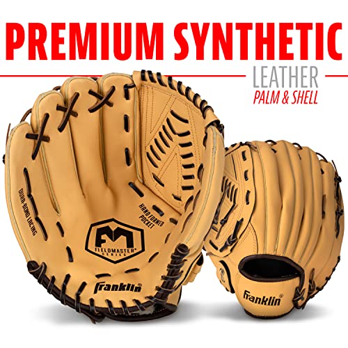 Franklin Sports Field Master Baseball Glove - color: Camel, style: 13" - Basket "V" Web