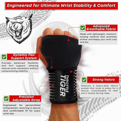 ® Motorcycle Wrist Brace Adjustable Wrist Wraps for Bikers, Wrist Support Reduces Hand Pain and Absorbs Vibration, Enhancing Comfort and Stability (Medium) - size: Medium