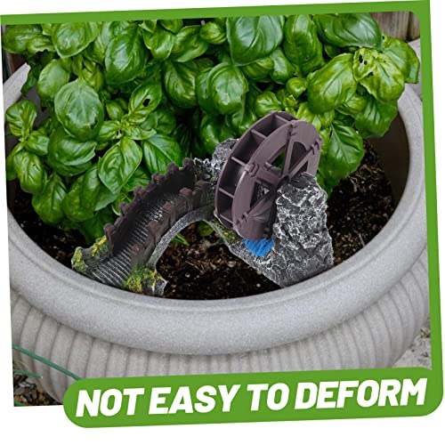 Outanaya DIY Handmade Mini Landscaping Bridge Water Wheel Oxygen Pump Aquarium Bridge Decor Fish Tank Supplies