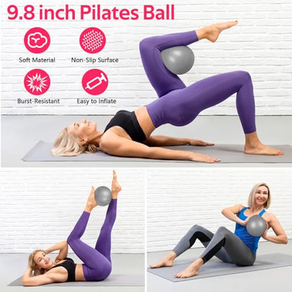WALITO Home Pilates Kit for Women,Pilates Ring Set with Magic Circle,Resistance Bands,Figure 8 Workout Bands,Mini Ball, Compact Toning Fitness Essentials Starter Set Accessories Gift - color: BLACK SET
