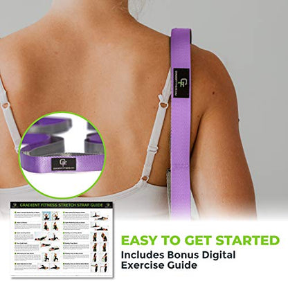 Stretching Strap for Physical Therapy, 12 Multi-Loop Stretch Strap 1" W x 8' L, Neoprene Handles, Physical Therapy Equipment, Yoga Straps for Stretching, Leg Stretcher. - color: Purple/Grey