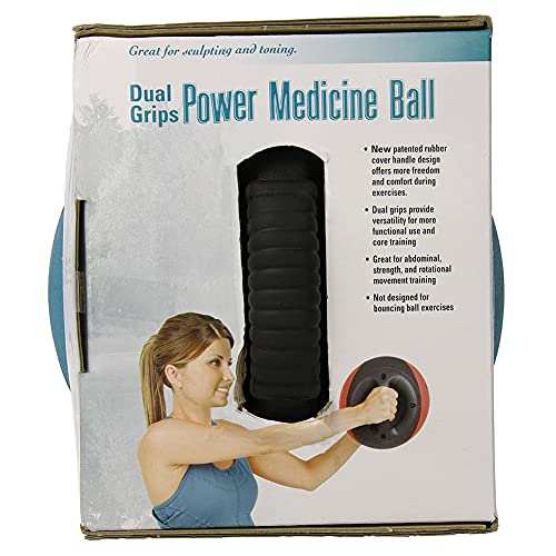 AEROMAT Dual Grip Power Medicine Balls for Abdominal Training and Rotational Movements - 9" Diameter - Weights Color-Coded - style: 12 lbs - Black/Teal
