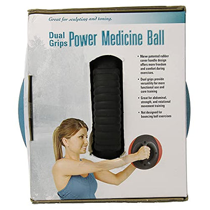 AEROMAT Dual Grip Power Medicine Balls for Abdominal Training and Rotational Movements - 9" Diameter - Weights Color-Coded - style: 12 lbs - Black/Teal