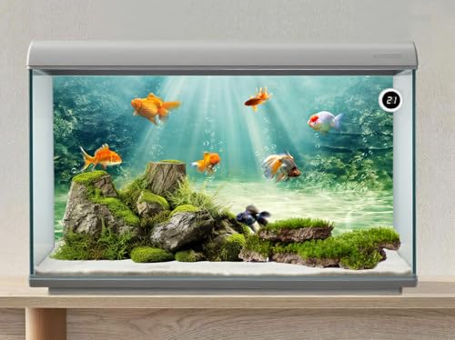 48X24 Inch Lush Aquatic Plant Aquarium Backdrop with Rising Bubbles - Underwater Ocean Floor Fish Tank Background Durable Polyester Decor - size: 48X24in
