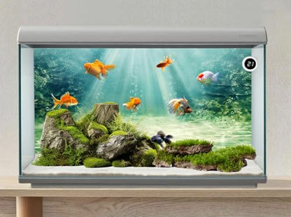 48X24 Inch Lush Aquatic Plant Aquarium Backdrop with Rising Bubbles - Underwater Ocean Floor Fish Tank Background Durable Polyester Decor - size: 48X24in