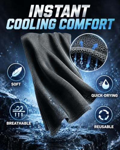 Pack of 20 Cooling Towel 40x12'' Ice Towel for Neck and Face Microfiber Chilly with Bag Breathable Yoga Gym Stay Cool Towels Sweat Rag for Workout Running Camping Pilates Beach, Dark Gray - color: Dark Gray