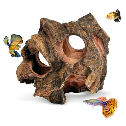 Betta Fish Cave Natural Wood Betta Fish Hideout for Aquarium Fish Tank Decorations Hideout Betta Fish Accessories Habitat Shelter for Crayfish Shrimp and Other Aquatic Pets