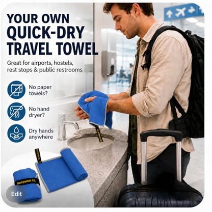 Backpacking Ultralight Quick Dry Microfiber Soft Fast Drying Hand and Face Towel Wash Cloth Camping Yoga Hiking Active Lifestyle Small (Blue, Small) - color: Blue, size: Small