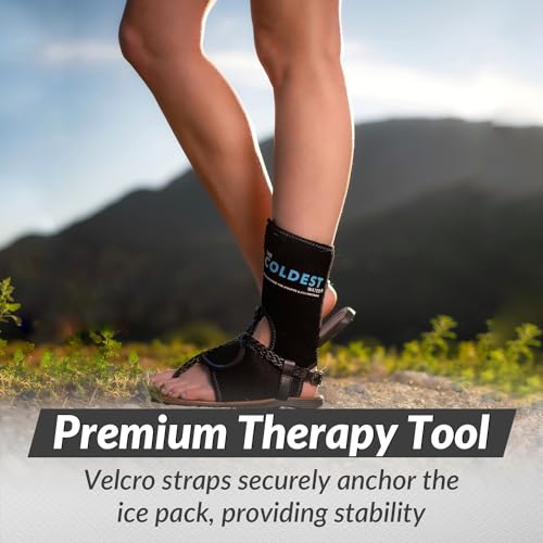 Coldest Foot Ankle Achilles Tendonitis Icing Pain Relief Ice Wrap with Cold Compression Gel Packs | Best for Achilles Tendon Injuries, Plantar Fasciitis, Heel and Sore Feet Cold Therapy - color: With Adjustable Straps (Pack of 1)