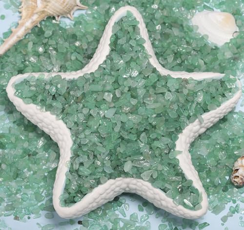 1LB Crystal Chips Stone Crushed Quartz Tumbled 3-5mm Undrilled Mini Irregular Shaped Decorative Rocks for Aquarium Gravel, Fish Tank,Vase Fillers,Succulent Pots (Green Aventurine, 1LB)