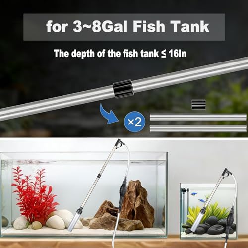 Aquarium Gravel Vacuum Sand Cleaner with 6Ft Pipe Fish Tank Water Changer Adjustable Length ABS(for 3~8Gal Tank)