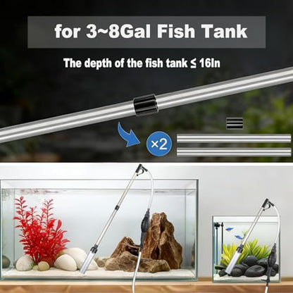 Aquarium Gravel Vacuum Sand Cleaner with 6Ft Pipe Fish Tank Water Changer Adjustable Length ABS(for 3~8Gal Tank)