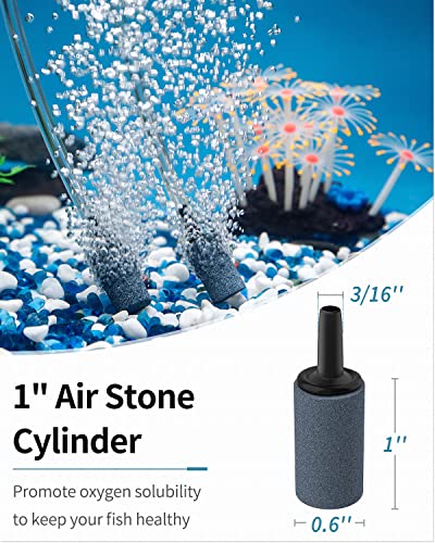Pawfly Aquarium 25 Feet Airline Tubing Standard Air Pump Accessories Set with Air Stone Cylinders Connectors Suction Cups and Check Valves for Fish Tank Aeration Setup