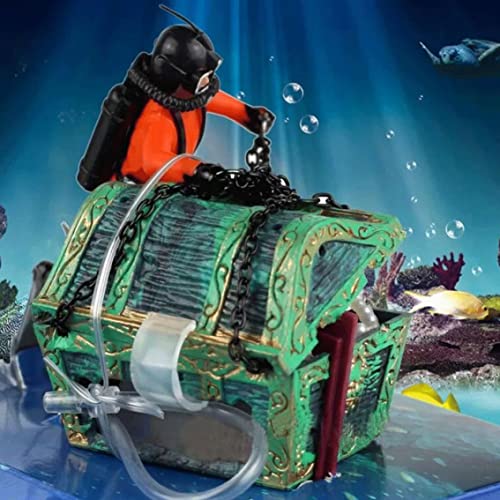 Undersea Treasure Chest Diver Artificial Fish Tank Ornaments Aquarium Ornament, Underwater Decor Fish Tank Decoration